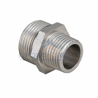 Ниппель латунный резьбовой переходной STOUT - 1"1/2 x 3/4" (никелированный)